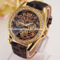 Leopard style diamond quartz wrist watch for women